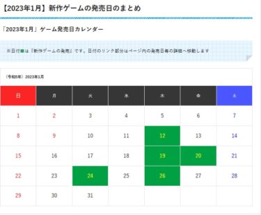 【ゲーム発売日 】2023年1月に発売する各種新作ゲームの発売日のまとめ。（Nintendo Switch(スイッチ)）（PS4,5）
